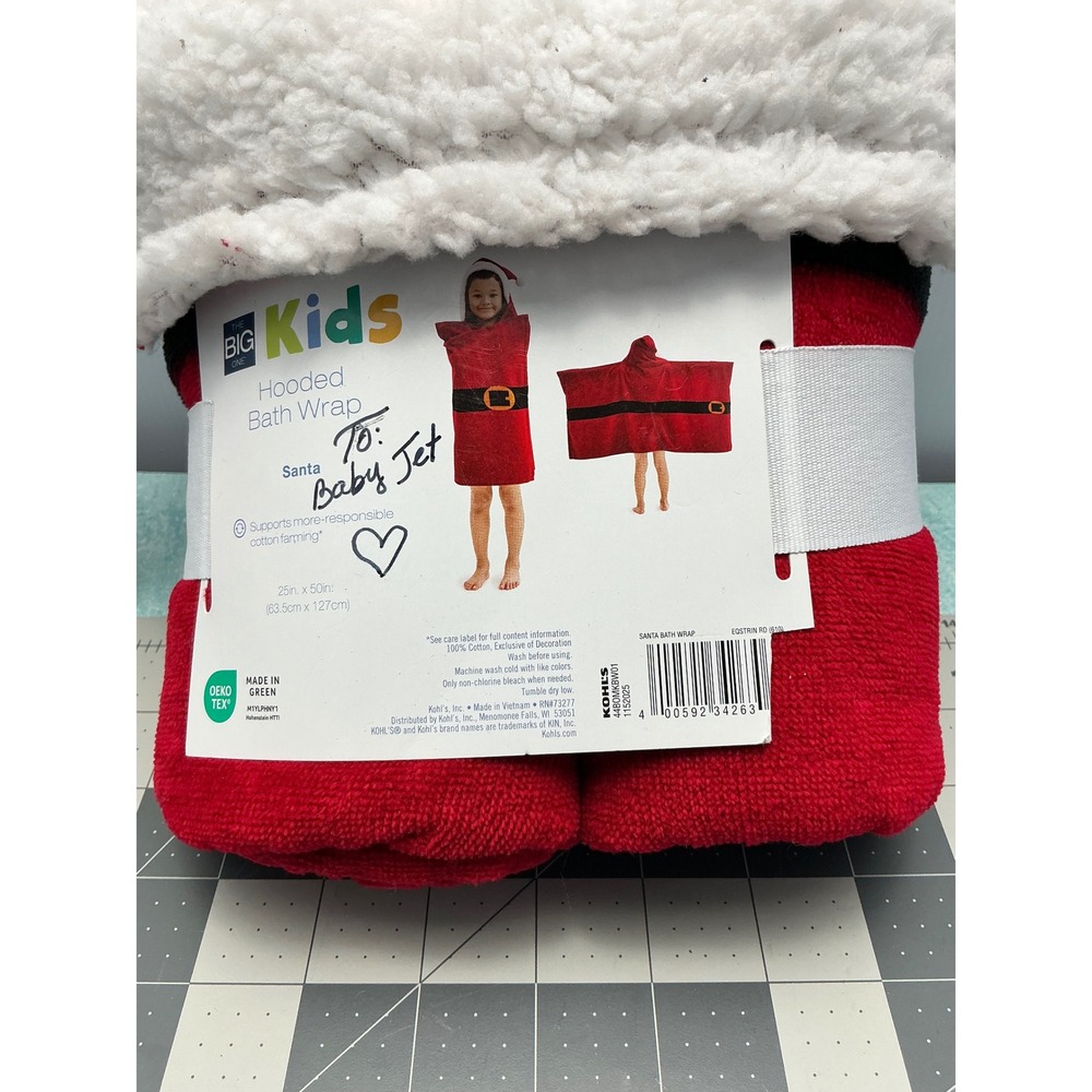 BIG Kids Hooded Bath Wrap To Baby Jet Santa Costume Towel 25in x 50in